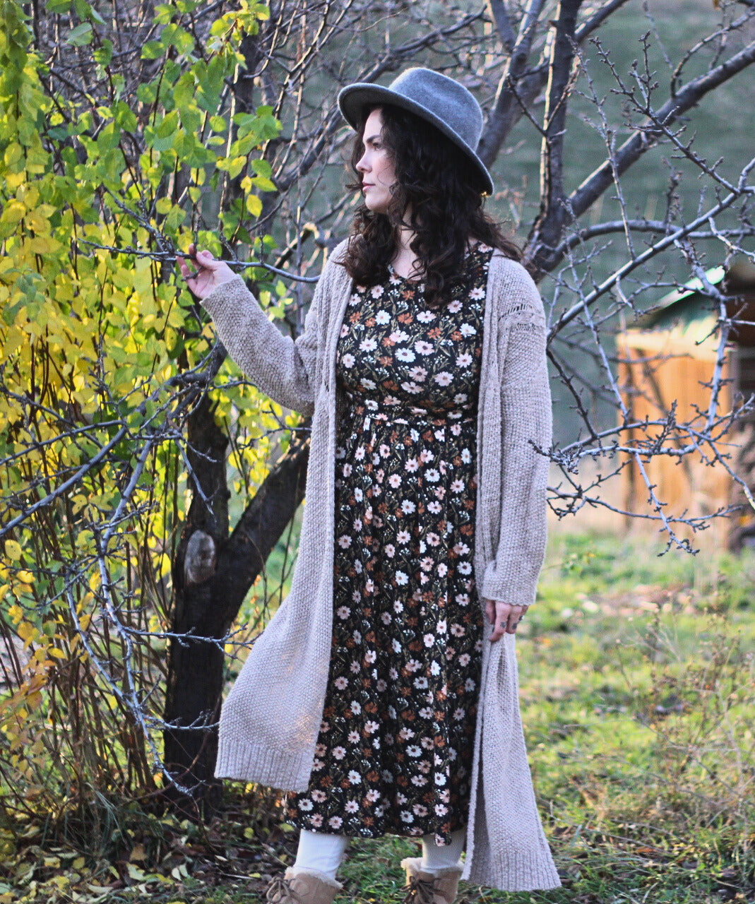 Autumn Blooms Cotton Homestead Midi Dress