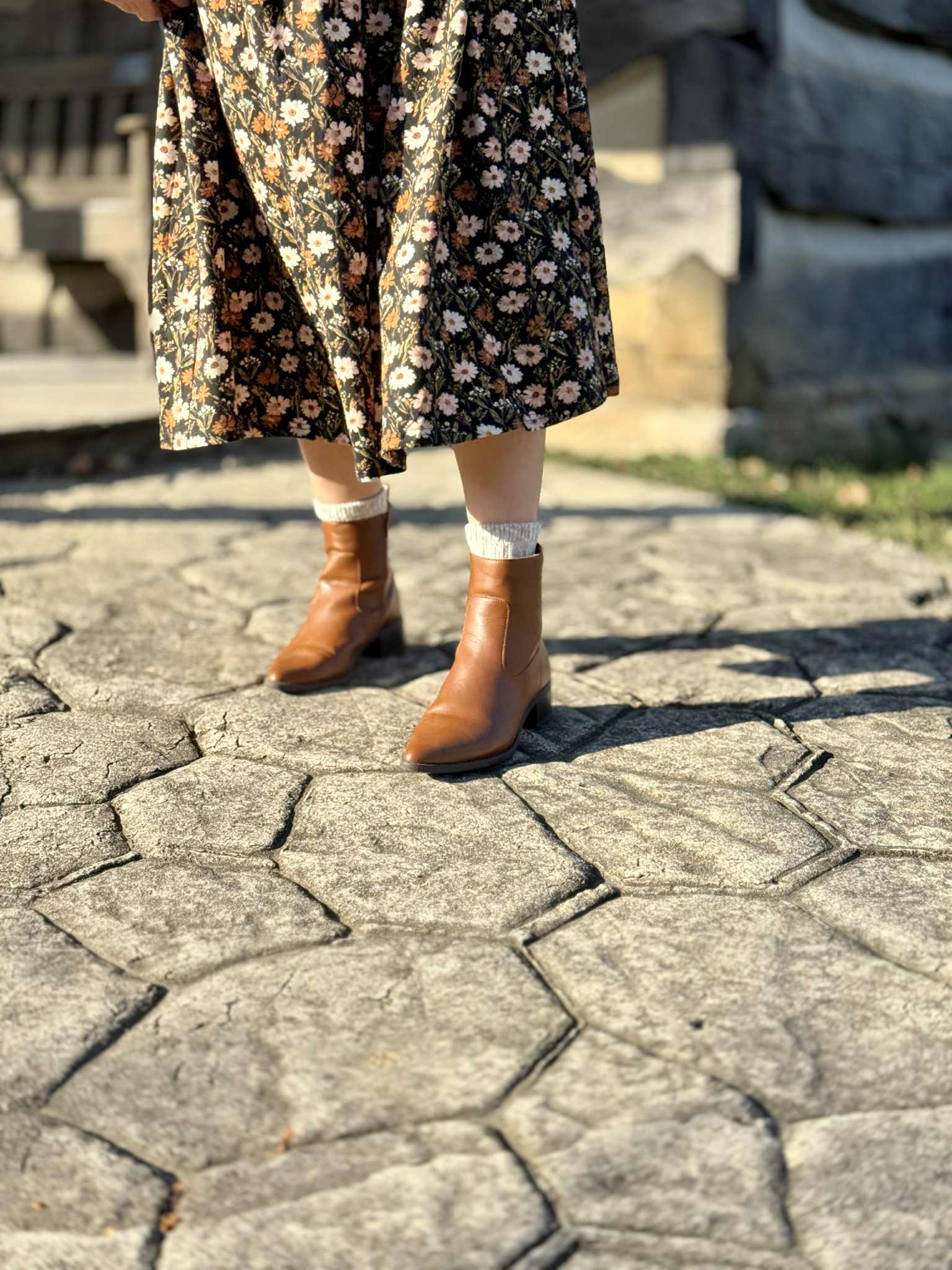 Autumn Blooms Cotton Homestead Midi Dress