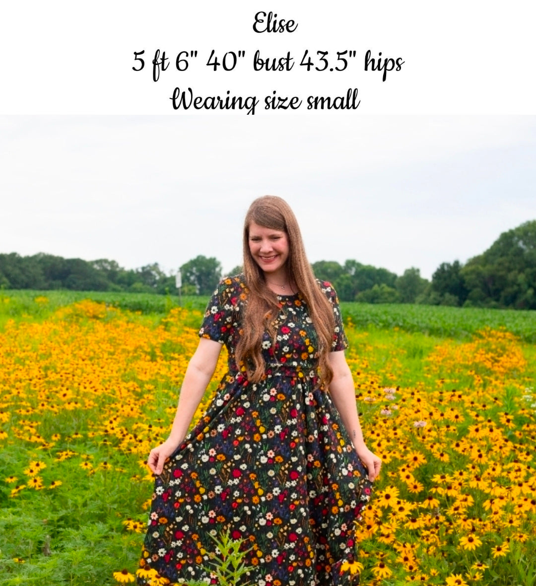 Pre-order "Midnight Wildflower"  Cotton Homestead Midi Dress