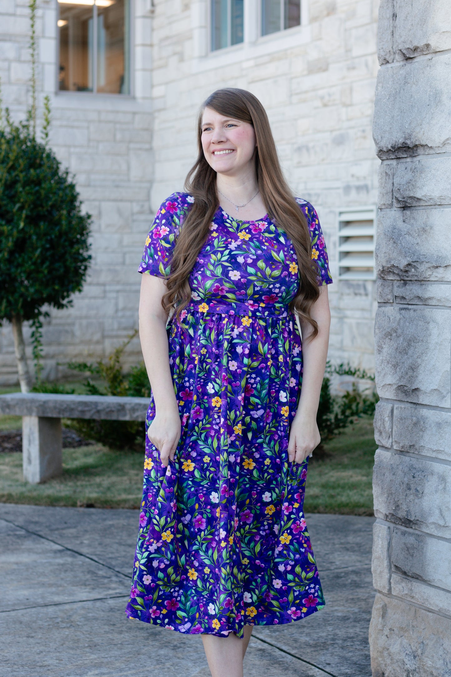 Violet Blooms Cotton Dress
